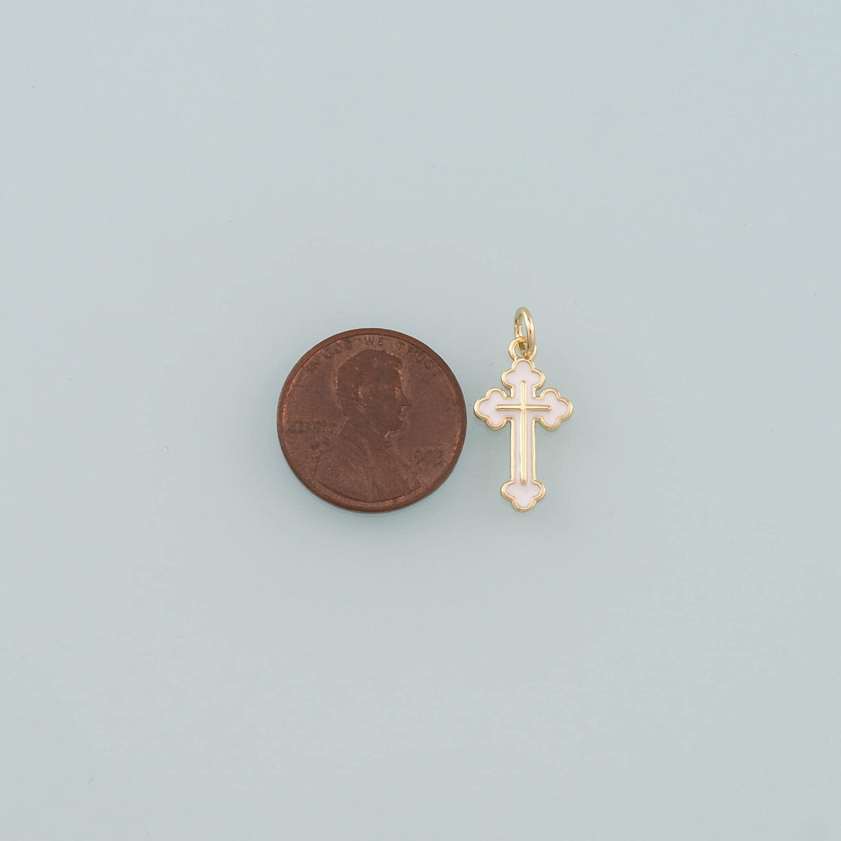 Gold Cross Charms,18K Gold Filled Cross Pendant,Enamel Religion Charm Bracelet Necklace for DIY Jewelry Making Supply