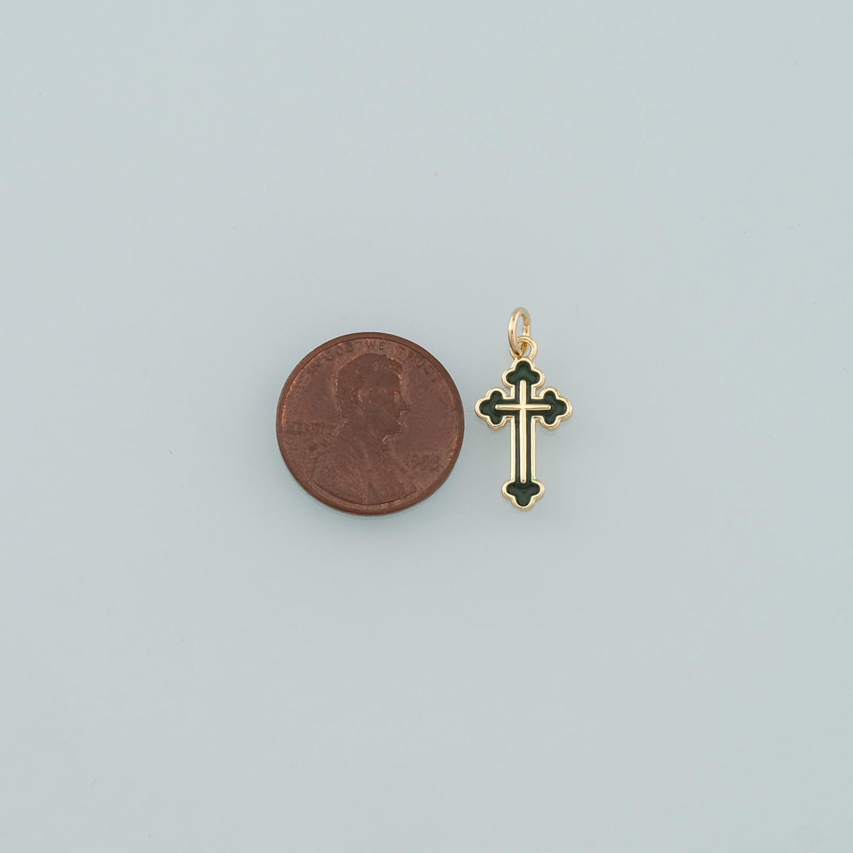 18K Gold Filled Cross Enamel Charm Pendant for Jewelry Making