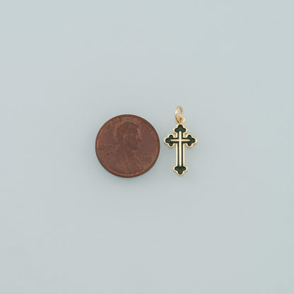 18K Gold Filled Cross Enamel Charm Pendant for Jewelry Making