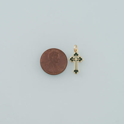 Gold Cross Charms,18K Gold Filled Cross Pendant,Enamel Religion Charm Bracelet Necklace for DIY Jewelry Making Supply