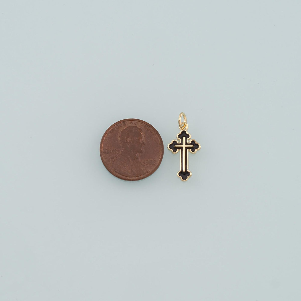 18K Gold Filled Cross Enamel Charm Pendant for Jewelry Making