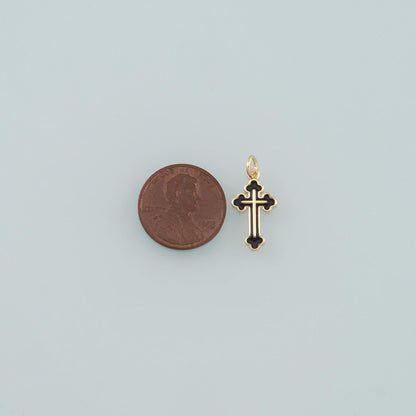Gold Cross Charms,18K Gold Filled Cross Pendant,Enamel Religion Charm Bracelet Necklace for DIY Jewelry Making Supply