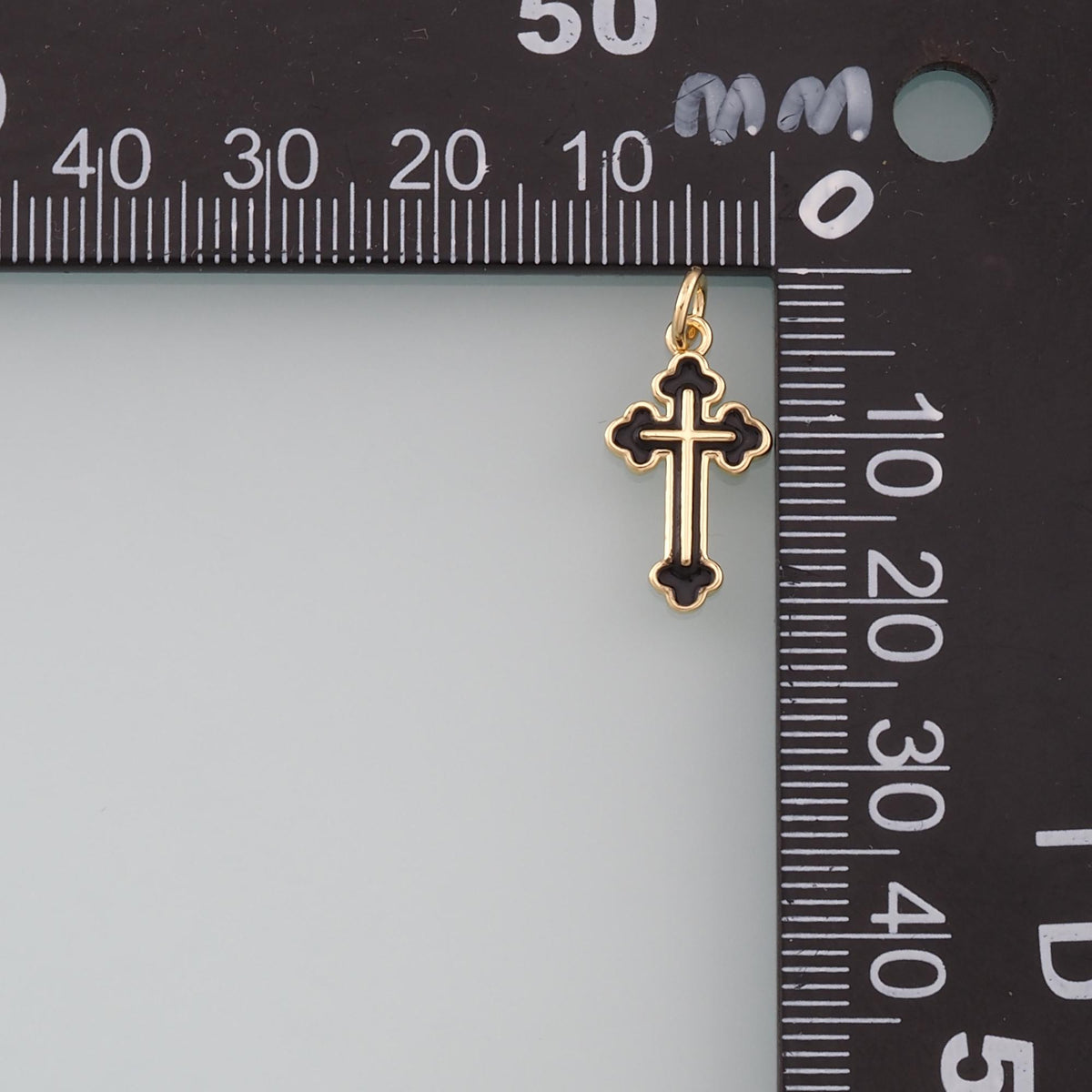 18K Gold Filled Cross Enamel Charm Pendant for Jewelry Making