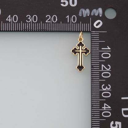 18K Gold Filled Cross Enamel Charm Pendant for Jewelry Making