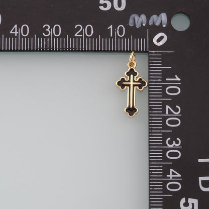Gold Cross Charms,18K Gold Filled Cross Pendant,Enamel Religion Charm Bracelet Necklace for DIY Jewelry Making Supply