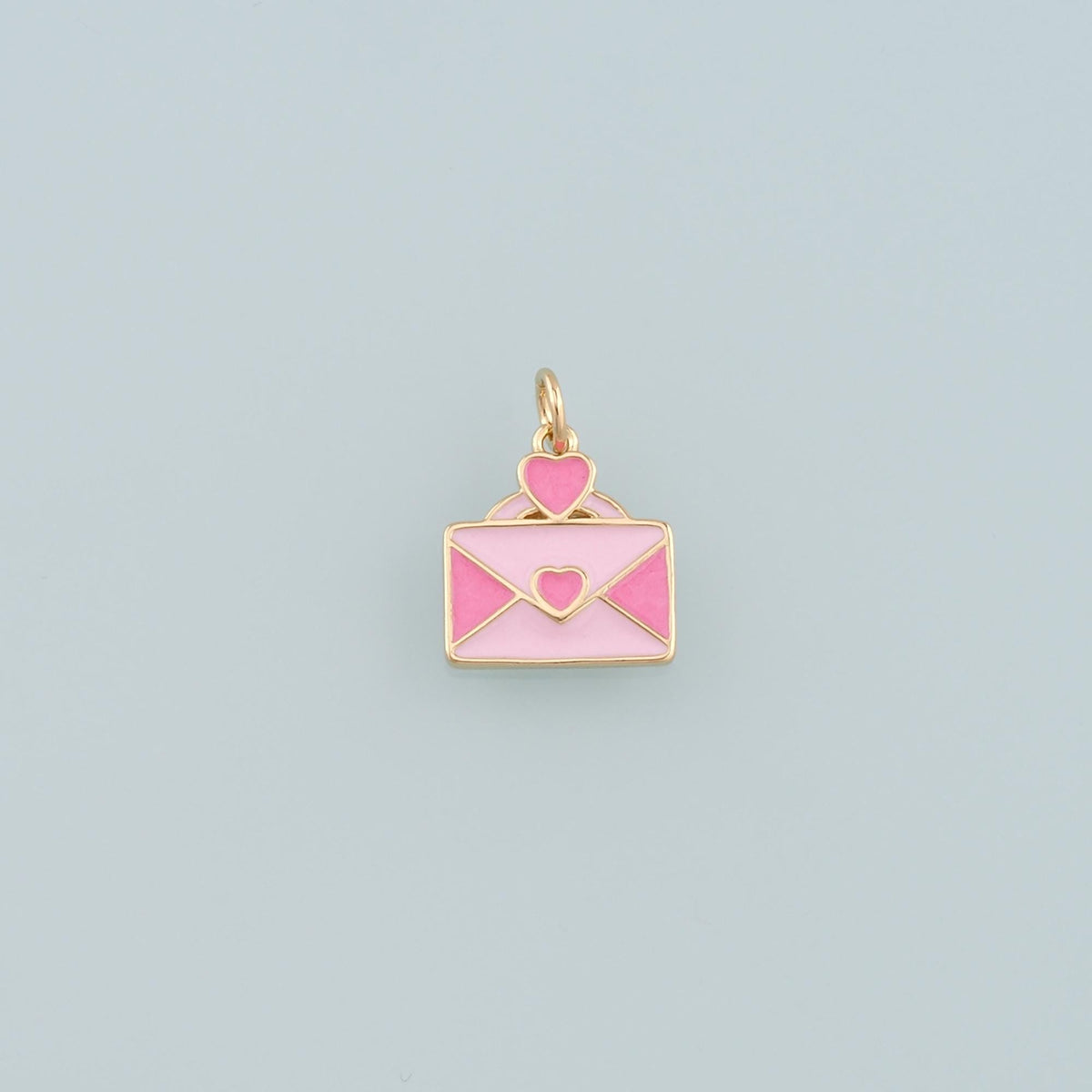 18K Gold Filled Envelope Pendant,Enamel Love Letter Charm Bracelet Necklace for DIY Jewelry Making Supply