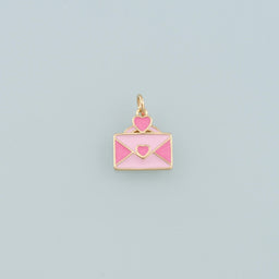18K Gold Filled Envelope Pendant,Enamel Love Letter Charm Bracelet Necklace for DIY Jewelry Making Supply