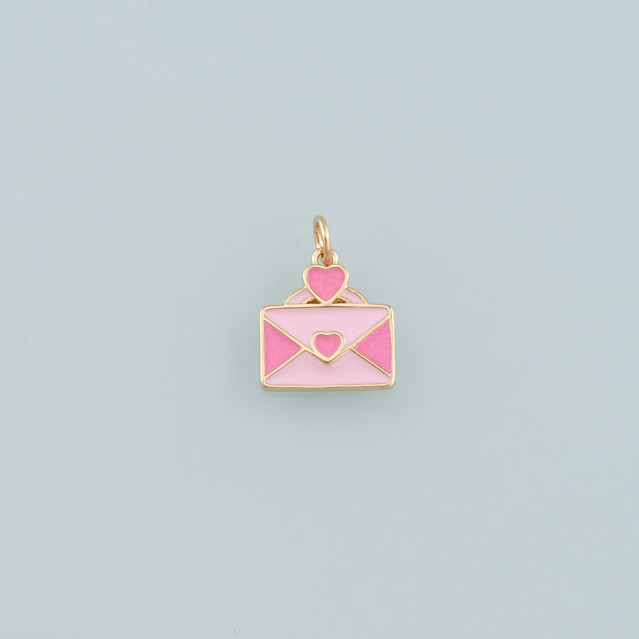 18K Gold Filled Envelope Pendant,Enamel Love Letter Charm Bracelet Necklace for DIY Jewelry Making Supply