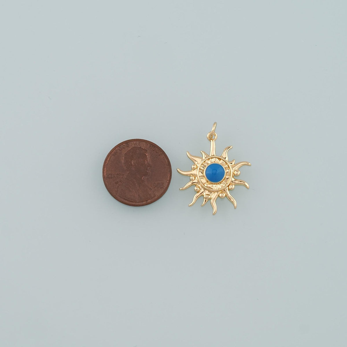 18K Gold Filled Enamel Sun Charm Pendant for Jewelry Making