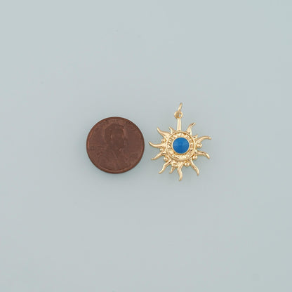 18K Gold Filled Enamel Sun Charm Pendant for Jewelry Making
