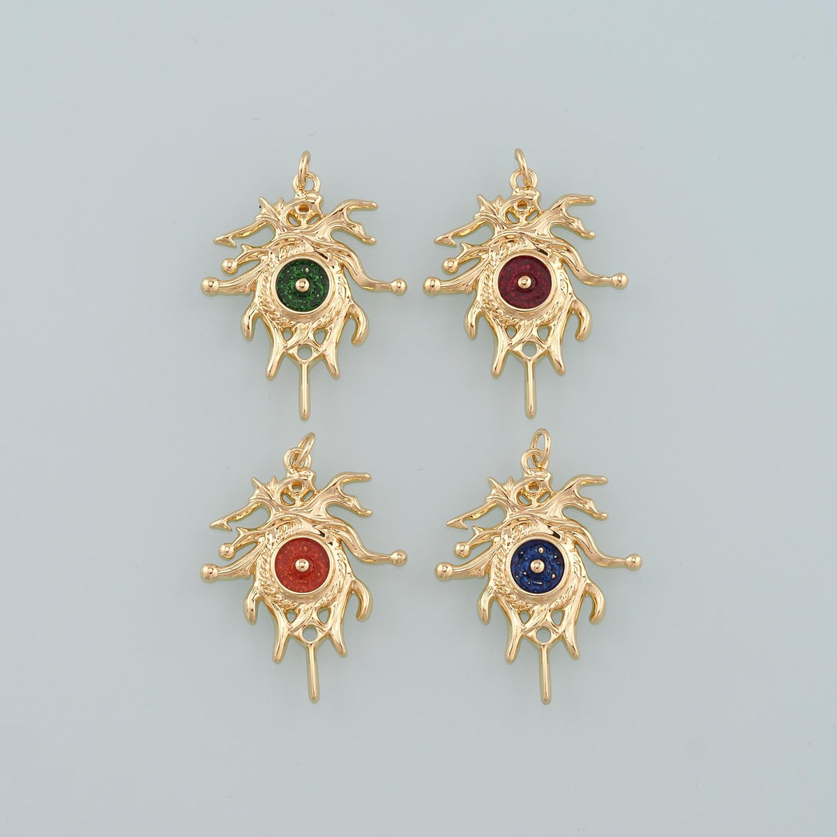 18K Gold Filled Evil Eye Pendant,Enamel Eye Charm Bracelet Necklace for DIY Jewelry Making Supply