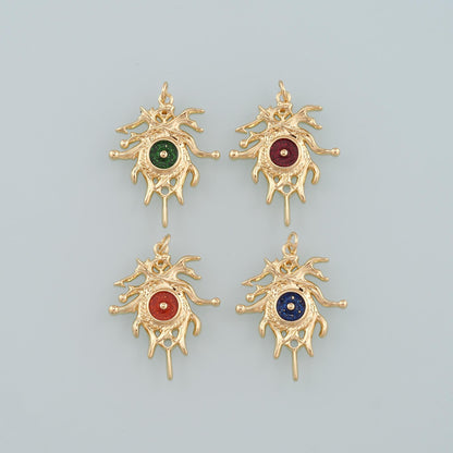 18K Gold Filled Evil Eye Pendant,Enamel Eye Charm Bracelet Necklace for DIY Jewelry Making Supply
