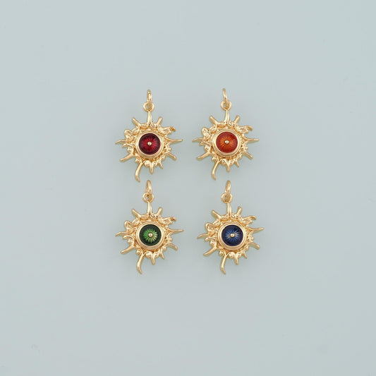 18K Gold Filled Evil Eye Pendant,Enamel Eye Charm Bracelet Necklace for DIY Jewelry Making Supply