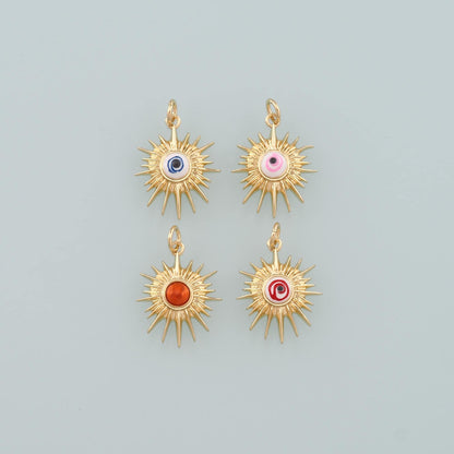 18K Gold Filled Evil Eye Pendant,Enamel Eye Charm Bracelet Necklace for DIY Jewelry Making Supply
