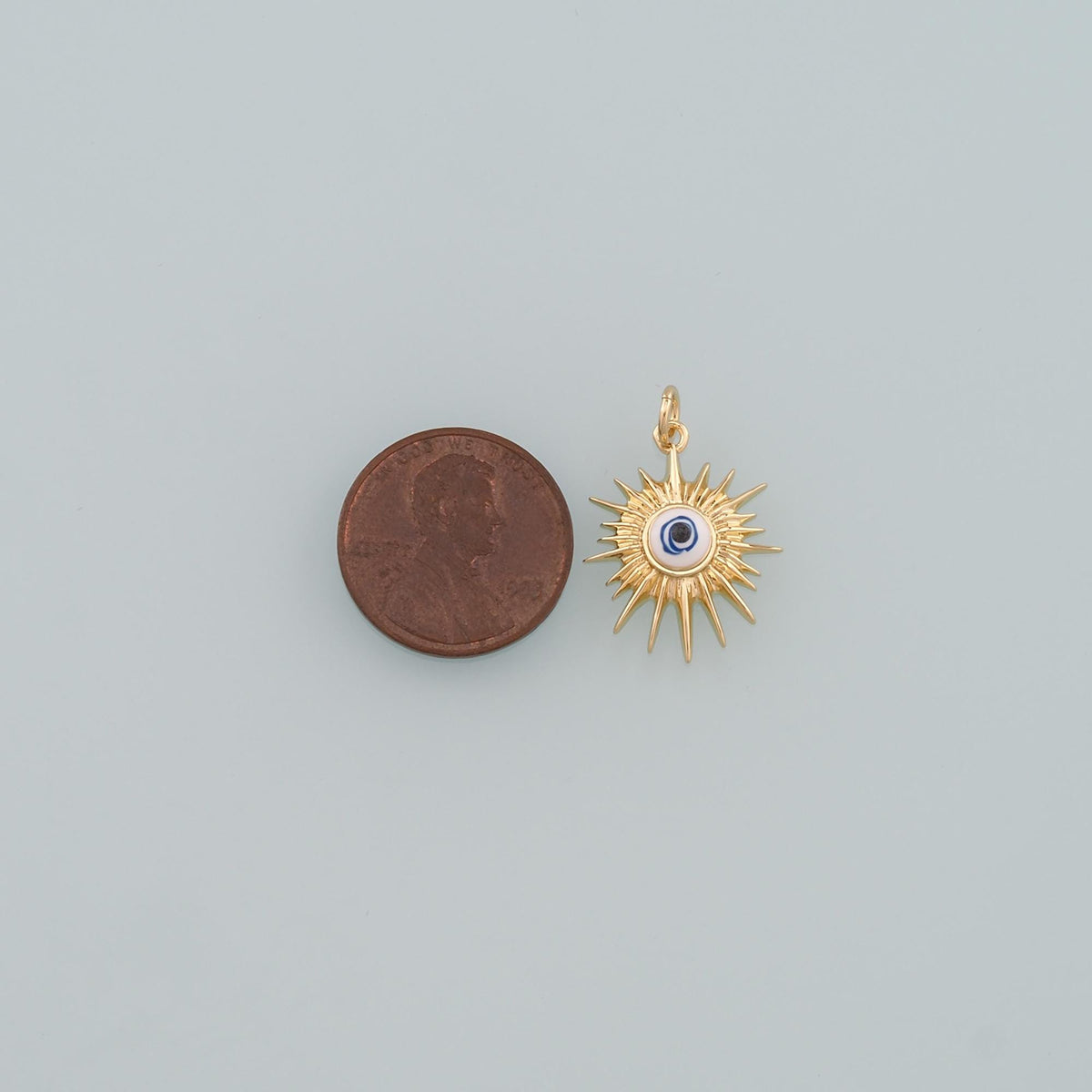 18K Gold Filled Evil Eye Pendant,Enamel Eye Charm Bracelet Necklace for DIY Jewelry Making Supply