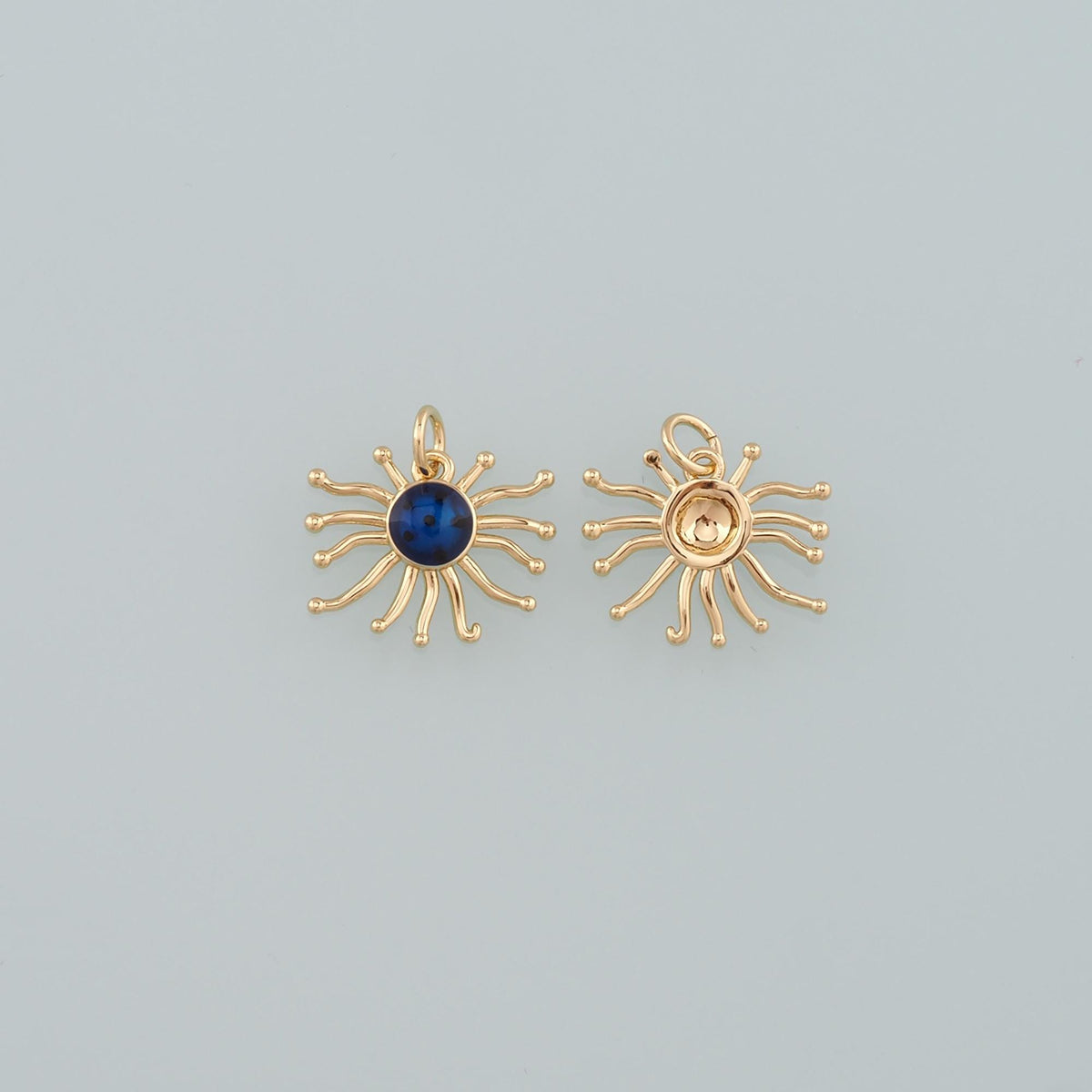 18K Gold Filled Sun Enamel Charm Pendant for Jewelry Making