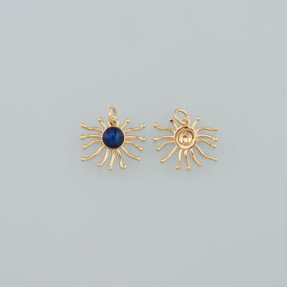 18K Gold Filled Sun Enamel Charm Pendant for Jewelry Making