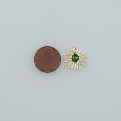 18K Gold Filled Sun Enamel Charm Pendant for Jewelry Making
