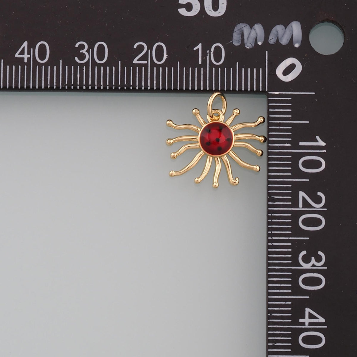 18K Gold Filled Sun Enamel Charm Pendant for Jewelry Making