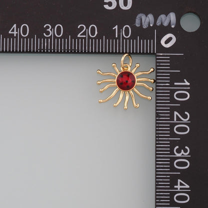18K Gold Filled Sun Enamel Charm Pendant for Jewelry Making