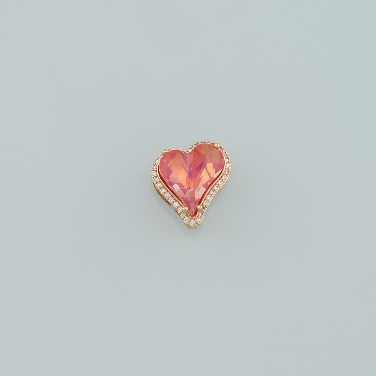 18K Gold Filled Heart Pendant,CZ Micro Pave Heart Charm Bracelet Necklace for DIY Jewelry Making Supply