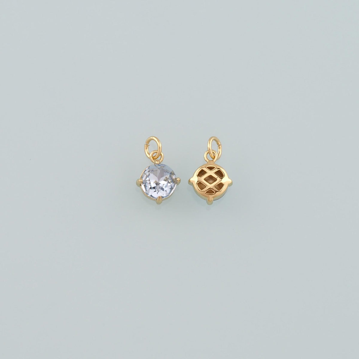 18K Gold Filled Round Pendant,Crystal Round Charm Bracelet Necklace for DIY Jewelry Making Supply