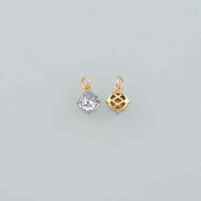 18K Gold Filled Round Pendant,Crystal Round Charm Bracelet Necklace for DIY Jewelry Making Supply