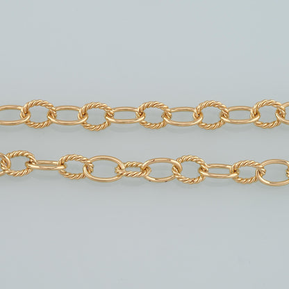 Gold Twist Chain,18K Gold Filled Oval Chain for Necklace Bracelet DIY Jewelry Making Supply