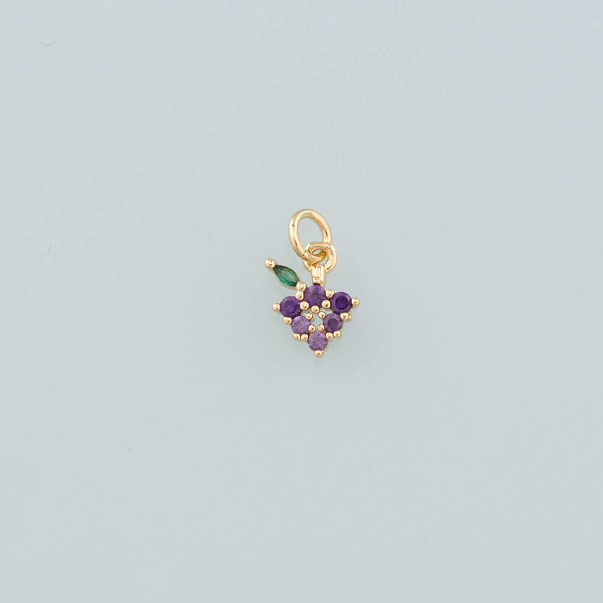 Gold Grape Charms,18K Gold Filled Grape Pendant,CZ Micro Pave Fruit Charm Bracelet Necklace for DIY Jewelry Making Supply