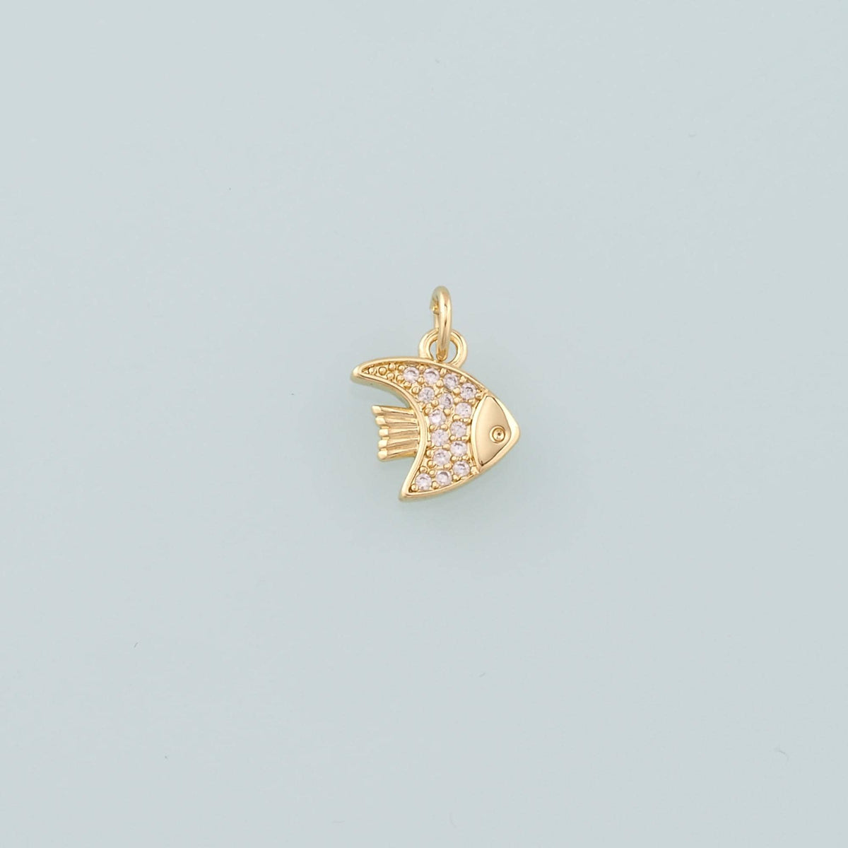 18K Gold Filled Fish CZ Charm Pendant for Jewelry Making