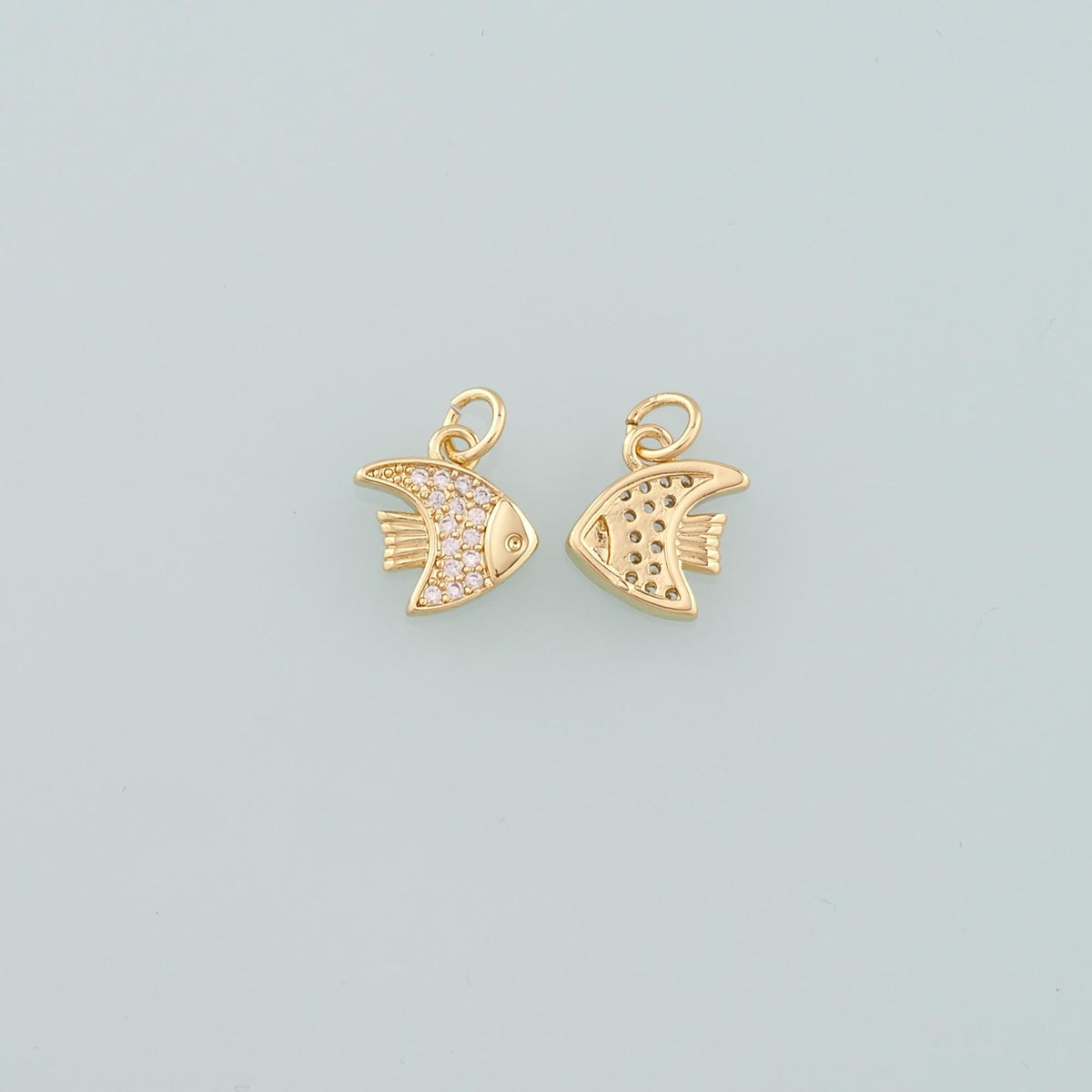 18K Gold Filled Fish CZ Charm Pendant for Jewelry Making