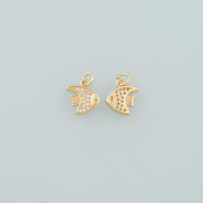 18K Gold Filled Fish CZ Charm Pendant for Jewelry Making
