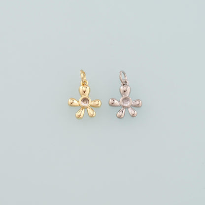18K Gold Filled Flower Charm Pendant for Jewelry Making