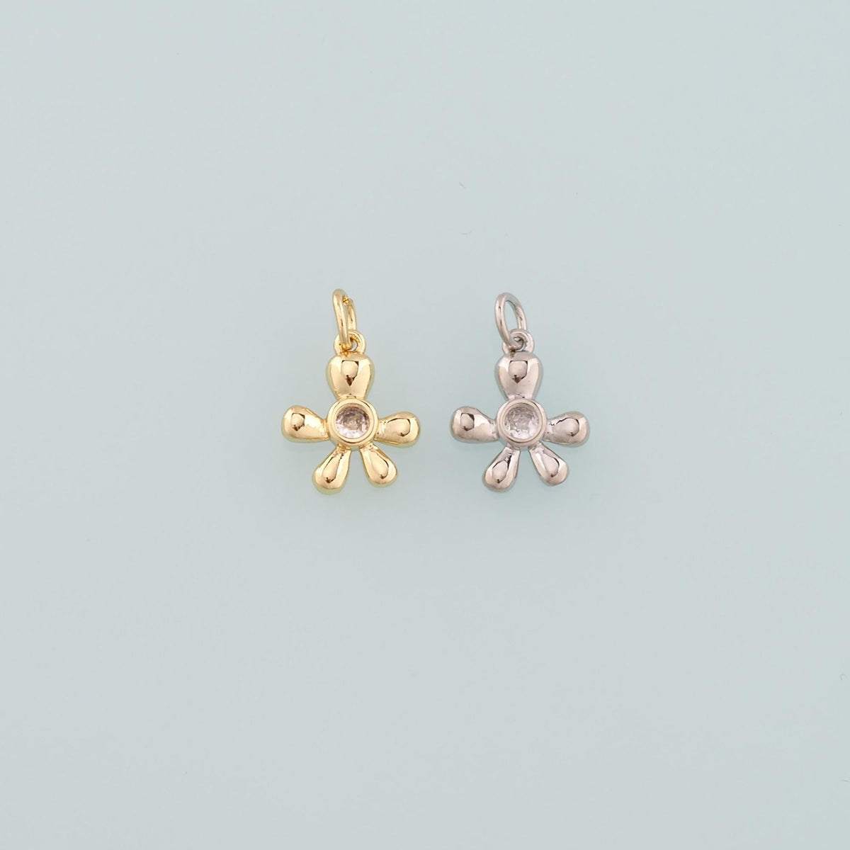 18K Gold Filled Flower Pendant,Dainty Flower Charm Bracelet Necklace for DIY Jewelry Making Supply