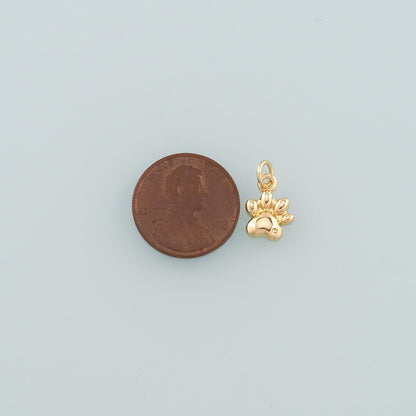 Gold Paw Charms,18K Gold Filled Cat Paw Pendant,Dainty Dog Paw Charm Bracelet Necklace for DIY Jewelry Making Supply