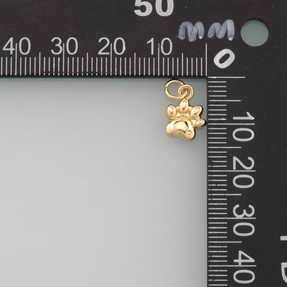 Gold Paw Charms,18K Gold Filled Cat Paw Pendant,Dainty Dog Paw Charm Bracelet Necklace for DIY Jewelry Making Supply