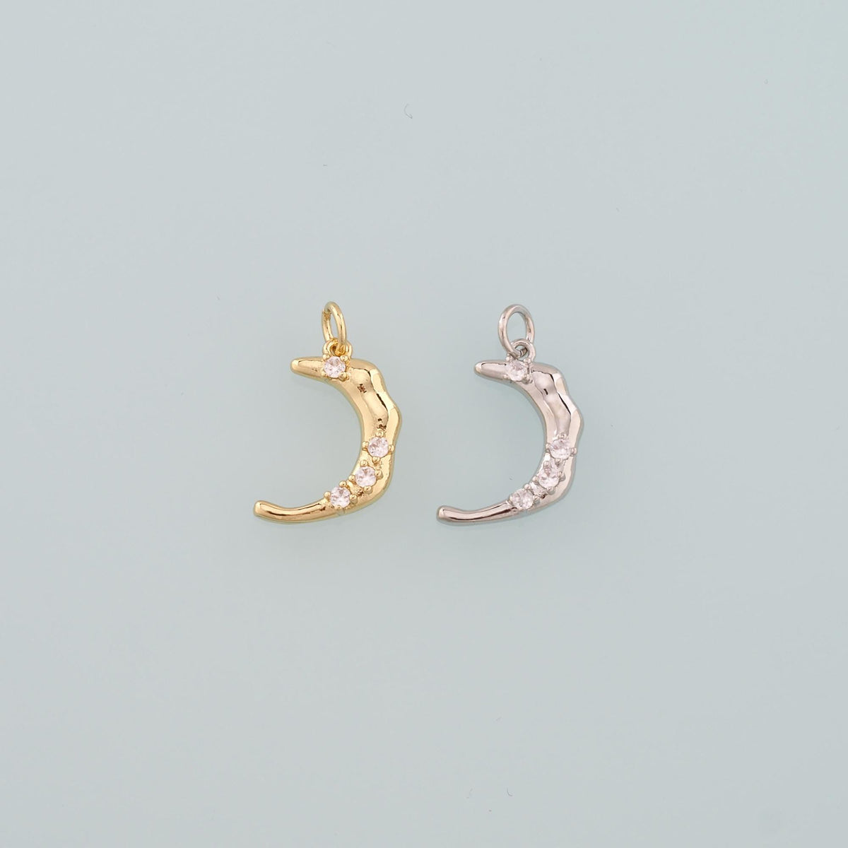 18K Gold Filled Moon CZ Charm Pendant for Jewelry Making