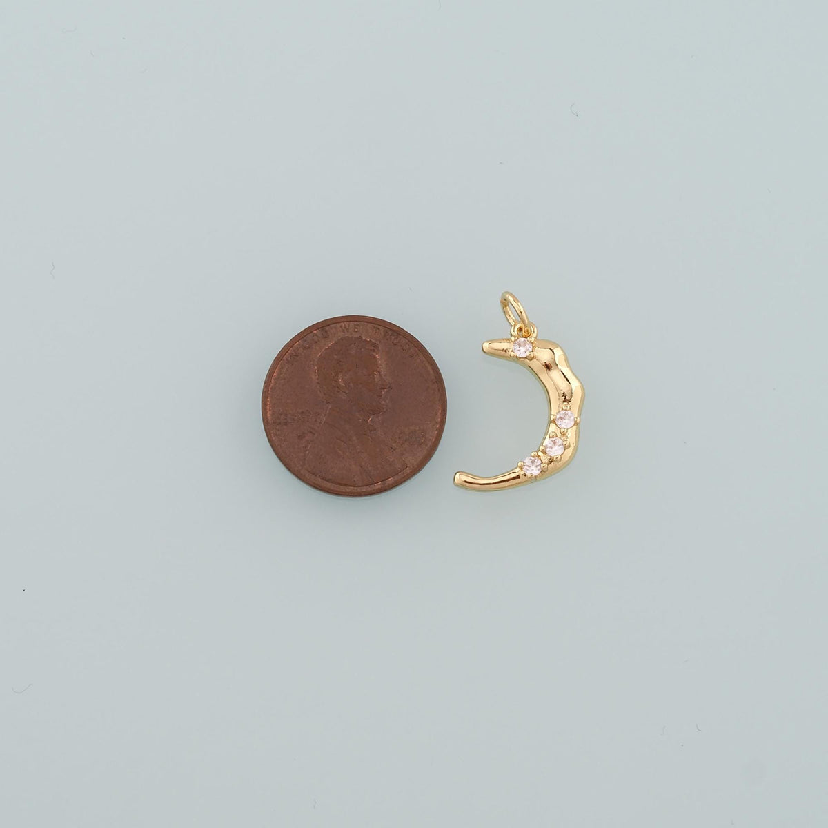 18K Gold Filled Moon CZ Charm Pendant for Jewelry Making