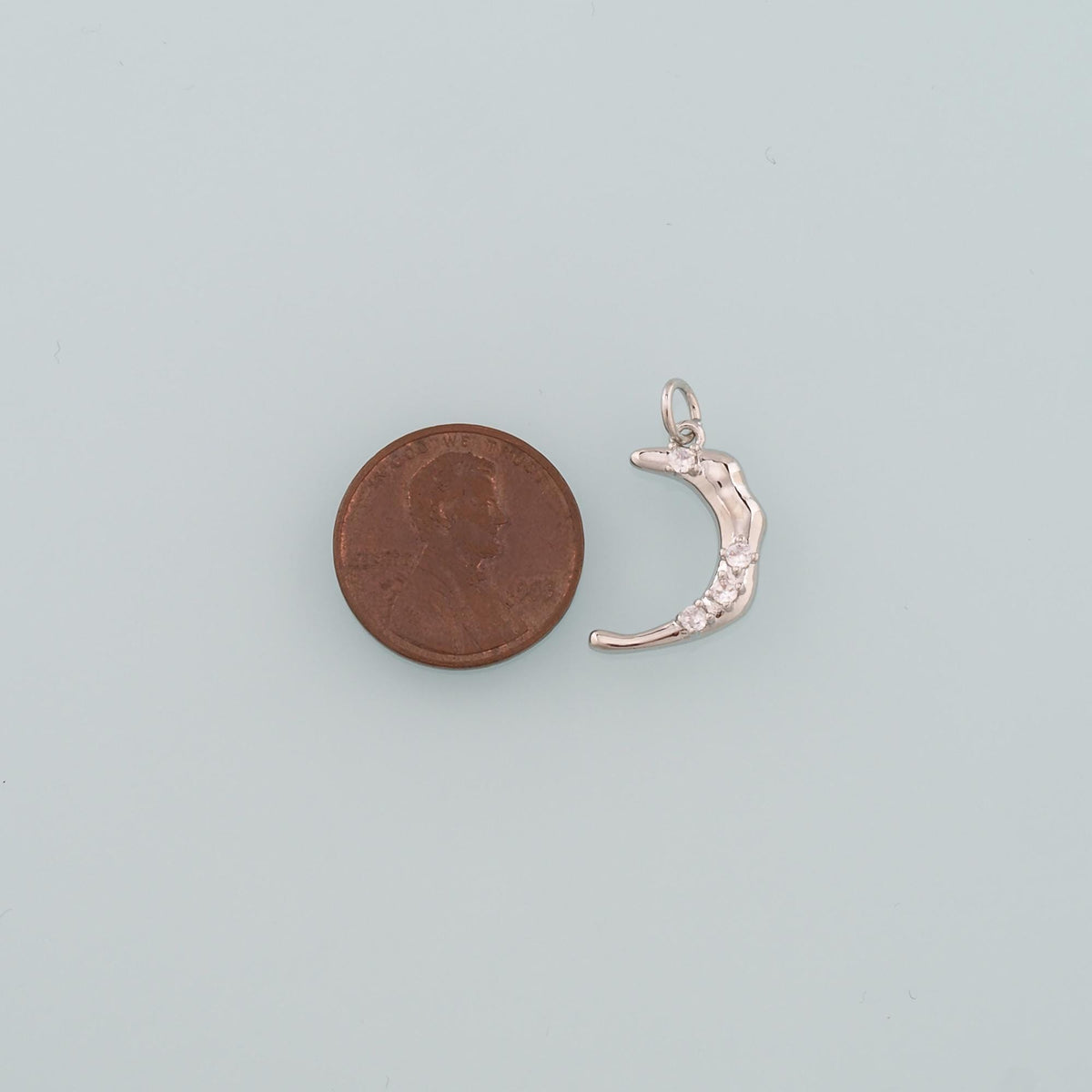 18K Gold Filled Moon CZ Charm Pendant for Jewelry Making