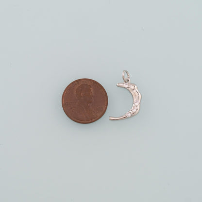 18K Gold Filled Moon CZ Charm Pendant for Jewelry Making