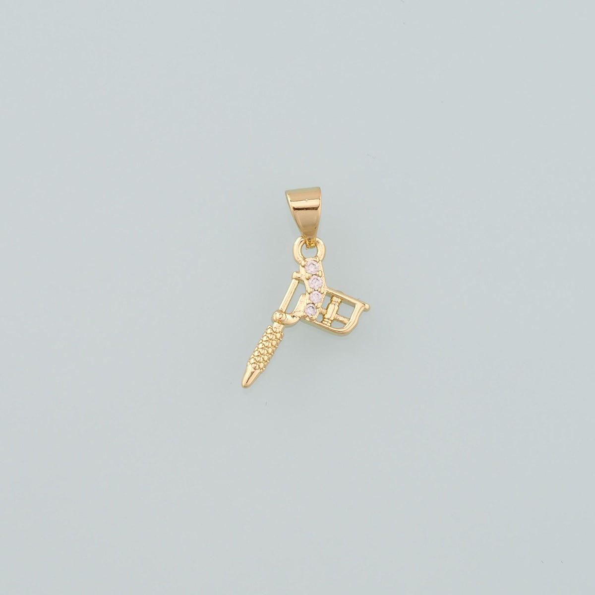 18K Gold Filled Tattoo Machine Pendant,CZ Micro Pave Tattoo Machine Charm Bracelet Necklace for DIY Jewelry Making Supply