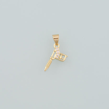 18K Gold Filled Tattoo Machine Pendant,CZ Micro Pave Tattoo Machine Charm Bracelet Necklace for DIY Jewelry Making Supply