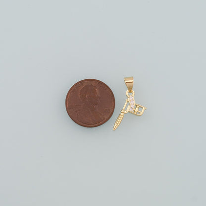 18K Gold Filled Tattoo Machine Pendant,CZ Micro Pave Tattoo Machine Charm Bracelet Necklace for DIY Jewelry Making Supply