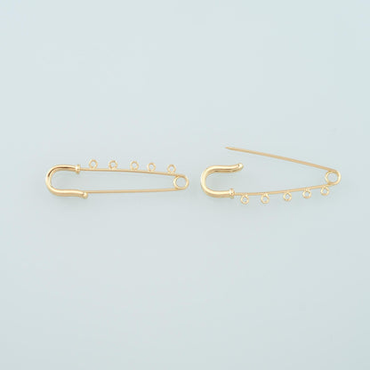 Gold 5 Loops Safety Pin, 18K Gold Filled Paper Clip Pendant,Dainty Paper Clip Charm Bracelet Necklace for DIY Jewelry Making 