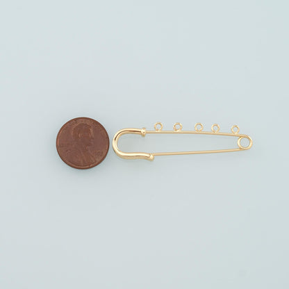 Gold 5 Loops Safety Pin, 18K Gold Filled Paper Clip Pendant,Dainty Paper Clip Charm Bracelet Necklace for DIY Jewelry Making 