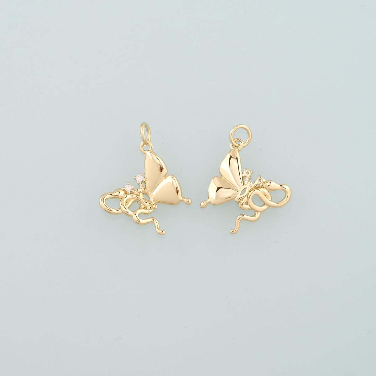 Gold Butterfly Charms,18K Gold Filled Butterfly Pendant,CZ Micro Pave Butterfly Charm Bracelet Necklace for DIY Jewelry Makin