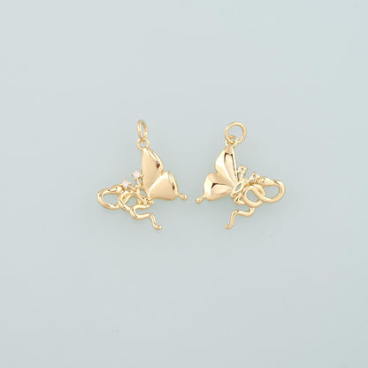 Gold Butterfly Charms,18K Gold Filled Butterfly Pendant,CZ Micro Pave Butterfly Charm Bracelet Necklace for DIY Jewelry Makin