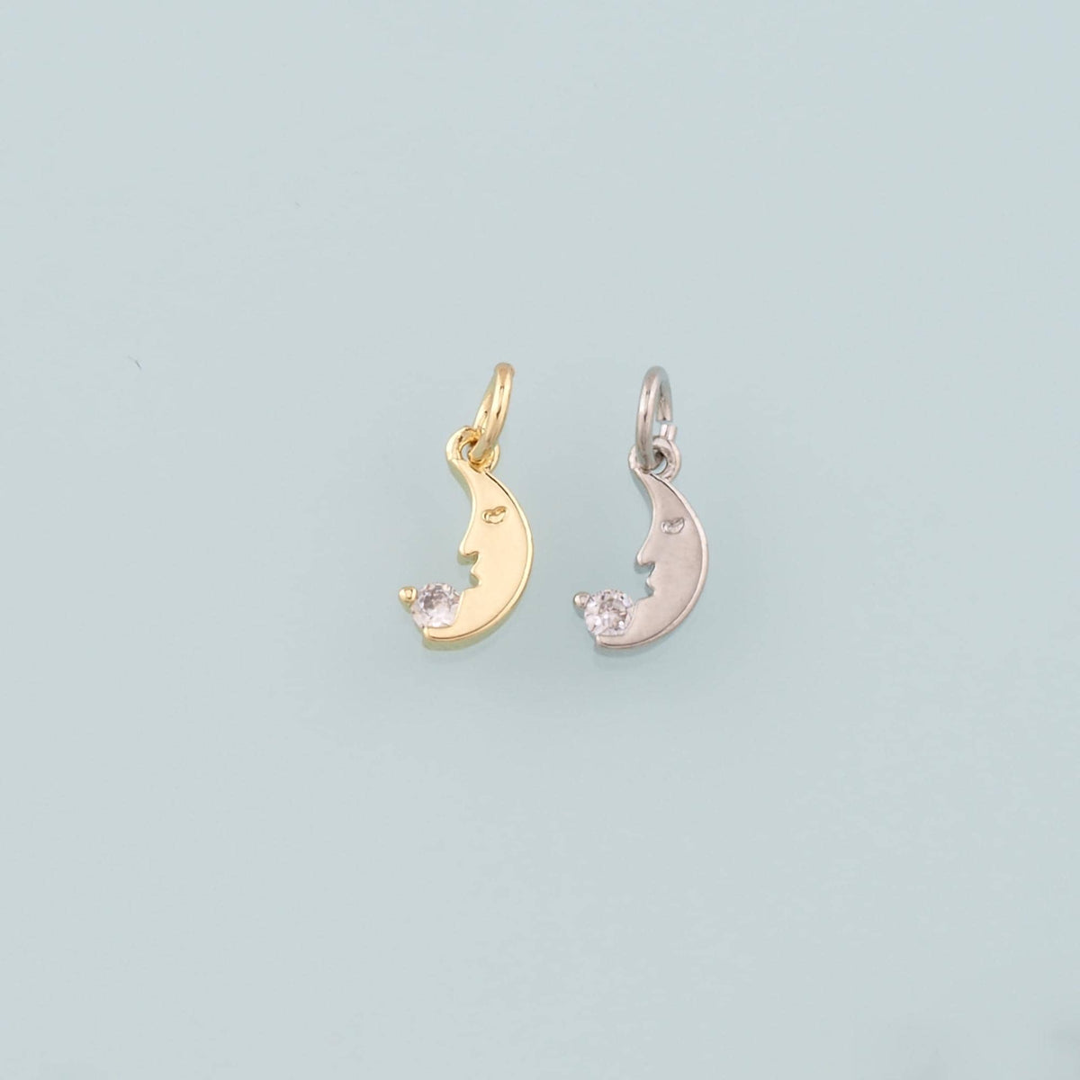 18K Gold Filled Moon CZ Charm Pendant for Jewelry Making