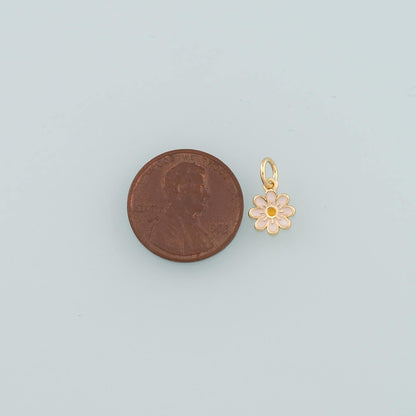 Gold Daisy Charms,18K Gold Filled Daisy Pendant,Enamel Daisy Charm Bracelet Necklace for DIY Jewelry Making Supply