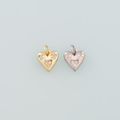 Gold Heart Charms,18K Gold Filled Heart Pendant,CZ Micro Pave Heart Charm Bracelet Necklace for DIY Jewelry Making Supply